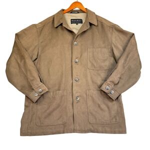 Mac Mor Private Collection Shirt Jacket Men's Large Camel Poly Suede Button Up